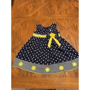 Polo Ralph Lauren Dress Girls 3T Ruffle Polka Dot Navy & White Bow Toddler
